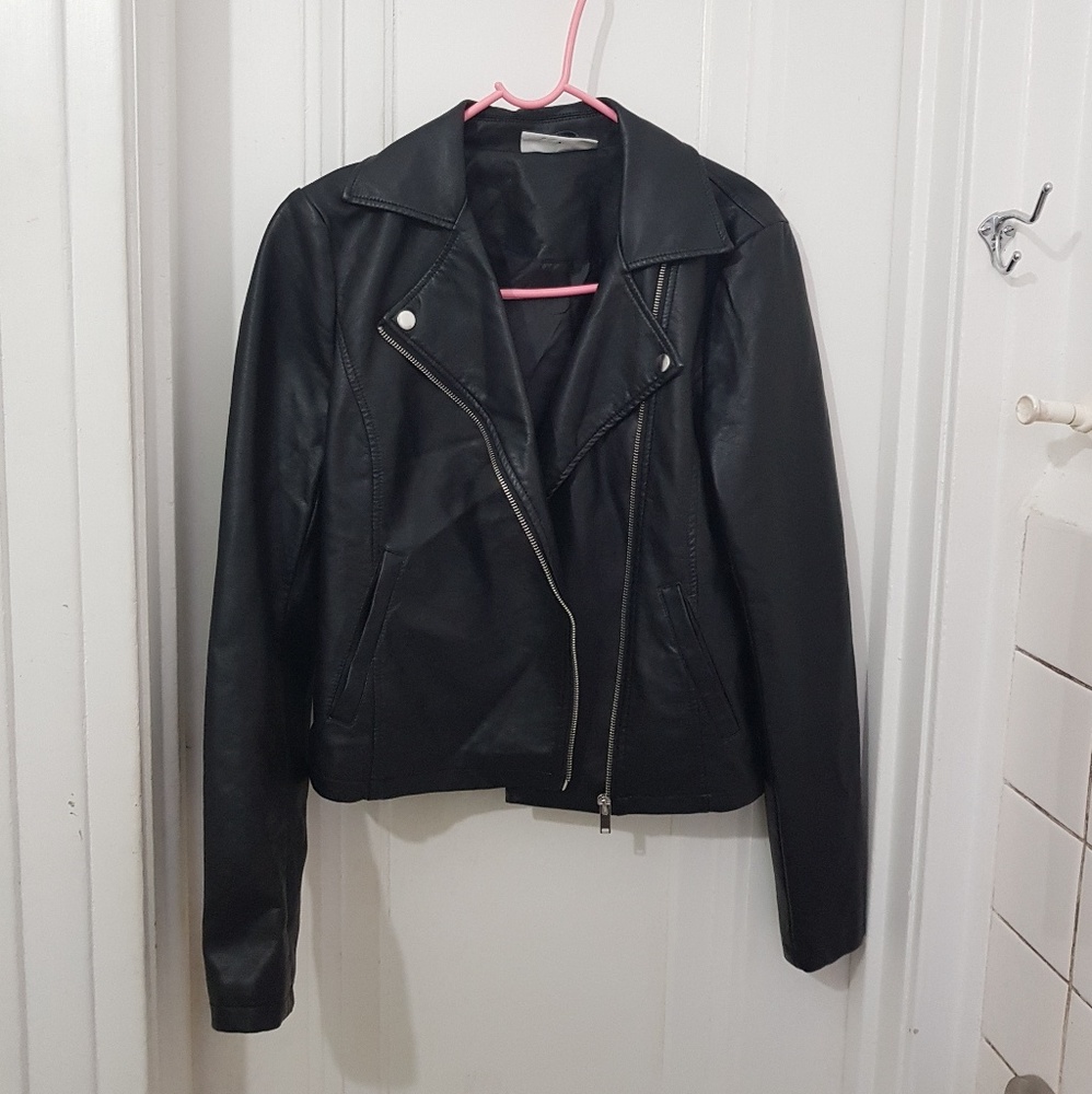 ASOS noisy may black fake Leather Biker Jacket
